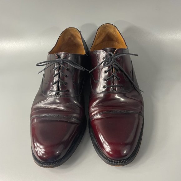 Church’s Leather Dress Shoes Burgundy Custom Grade Cap Toe Oxford Men UK 19.5 M